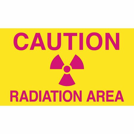 BRADY Caution Radiation Sign, 4 5/8 in H, 8 in W, Plastic, Rectangle, 34811 34811